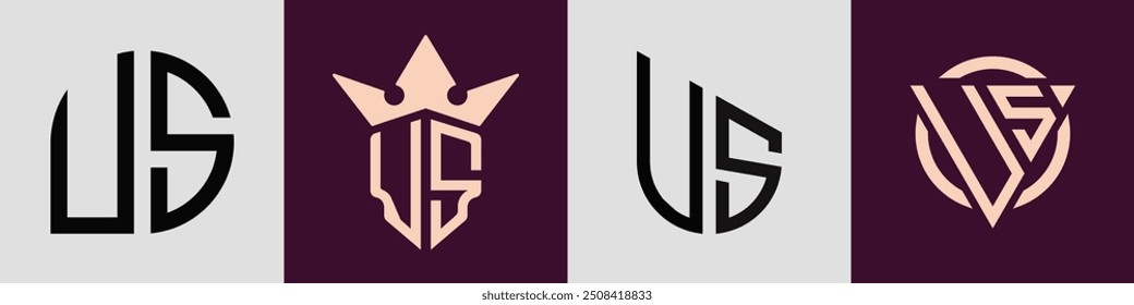 EUA moderno inicial letra logotipo design vetor bundle. Ele será adequado para qual empresa ou marca começar esses iniciais.