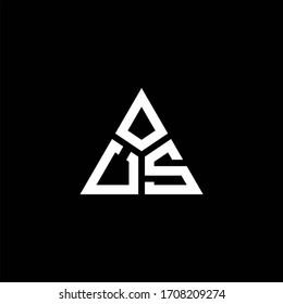 US monogram logo with 3 pieces shape isolated on triangle design template