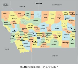 US Montana State Map mit 56 Countys