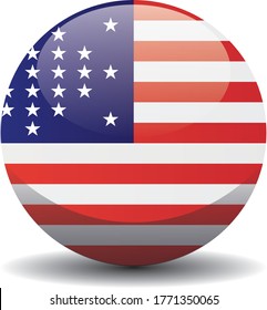 Botón de círculo nacional de EE.UU. Bandera del patrón de diamante con 29 estrellas, textura de fondo. Símbolo de ilustración del vector de Estados Unidos.