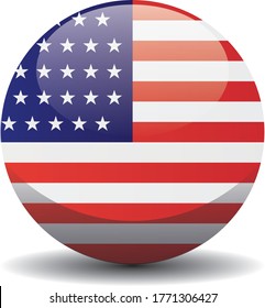 US national circle button flag with 38 stars, background texture. United States Vector illustration symbol. In use 4 July 1877 to 3 July 1890.