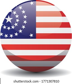 US national circle button flag with 38 stars concentric circles, background texture. United States Vector illustration symbol.