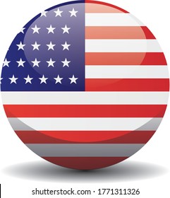 US national circle button flag with 37 stars, background texture. United States Vector illustration symbol. (1867-1877)