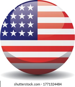 US national circle button flag with 24 stars, background texture. United States Vector illustration symbol. In use 4 July 1822 to 3 July 1836. 