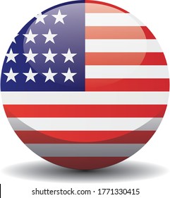 US national circle button flag with 21 stars, background texture. United States Vector illustration symbol. In use 4 July 1819 to 3 July 1820.