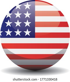 US national circle button flag with 20 stars, background texture. United States Vector illustration symbol. In use 4 July 1818 to 3 July 1819.