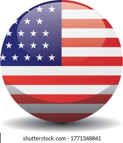 US national circle button flag with 31 stars, background texture. United States Vector illustration symbol. In use 4 July 1851 to 3 July 1858. 