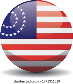 US national circle button Medallion Centennial Flag with 37 stars, background texture. United States Vector illustration symbol.
