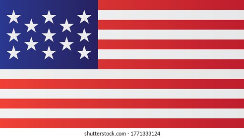 US national flag with 13 stars. United States vector illustration history symbol. In use 14 June 1777 to 1 May 1795.
 svg