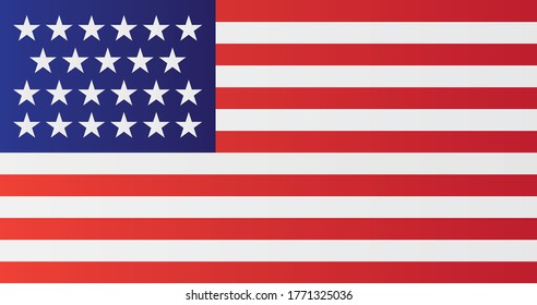 US national flag with 23 stars. United States vector illustration history symbol. In use 4 July 1820 to 4 July 1822.
