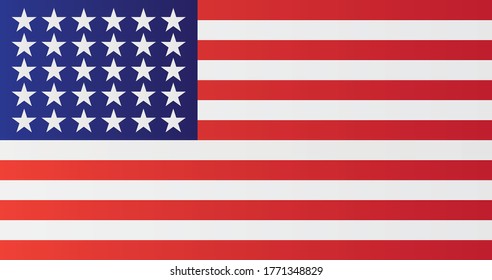 US national flag with 30 stars. United States vector illustration history symbol.
In use 4 July 1848 to 3 July 1851. 