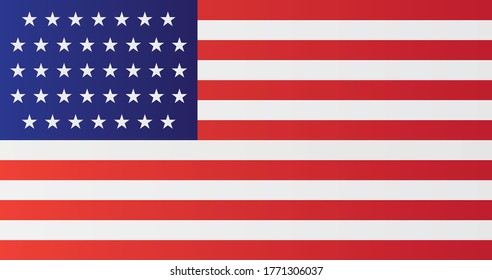 US national flag with 38 stars. United States vector illustration history symbol. In use 4 July 1877 to 3 July 1890.
