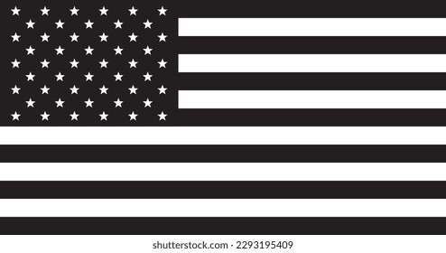 Bandera nacional estadounidense. Bandera estadounidense. Colores en blanco y negro. Símbolo patriótico de EE.UU. Vector