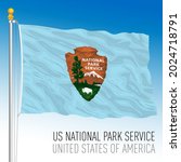 US National Park Service flag, United States of America, vector illustration