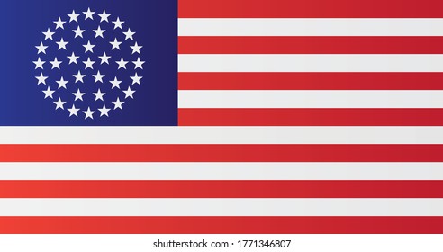 US national Wagon Wheel flag with 36 stars. United States vector illustration history symbol.
