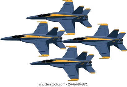 US Navy Aerobatics Team Diamond Formation Pass Vector