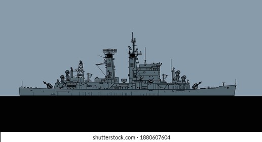 US Navy Albany Class Guided Missile Cruiser. Vector Image For Illustrations And Infographics.