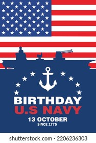 U.S. Navy Birthday. 13th October. Vector Illustration. for poster and background . 