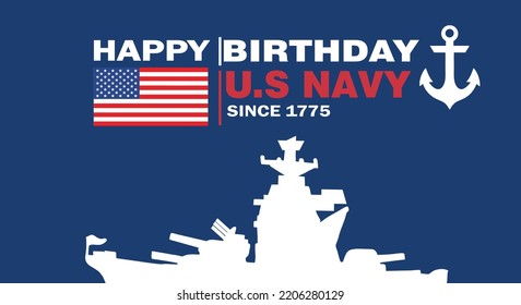 U.S Navy Birthday. 13th October. Vector Illustration.