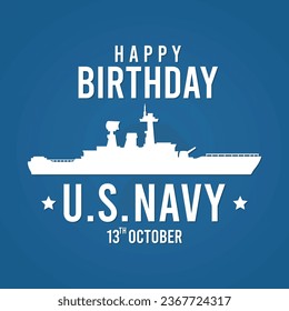 UU. NAVY Cumpleaños con el Vector de fondo azul, perfecto para oficina, empresa, escuela, medios sociales, publicidad, impresión y más