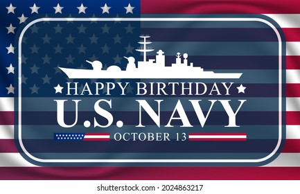 U.S. Navy birthday is observed every year on October 13 all across United States of America. Vector illustration