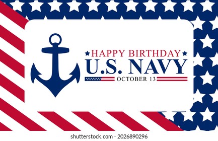 U.S. Navy birthday is observed every year on October 13 all across United States of America. Vector illustration