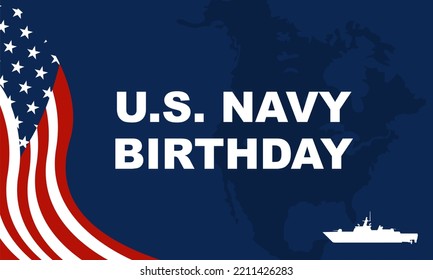 U.S. NAVY Birthday Poster with blue color. Suitable to use on U.S. NAVY Birthday event
