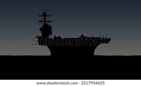 US Navy carrier, flat color illustration