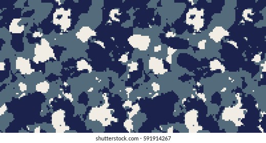 US Navy Digital Camouflage Fabric Texture Seamless Pattern. Vector Illustration.