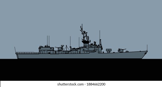 US Navy Garcia Class Frigate. Vector Image For Illustrations And Infographics.