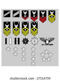 US Navy Rank Insignia For Officers And Enlisted In Vector Format