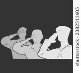 US Navy sailor and Soldiers saluting silhouette. Vector illustration