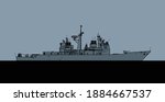 US Navy Ticonderoga class guided missile cruiser. Vector image for illustrations and infographics.