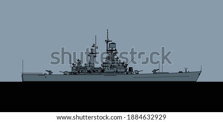 US Navy Virginia class nuclear powered guided missile cruiser. Vector image for illustrations and infographics.