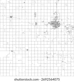 US Nebraska State Adams County Roads vector 2024 for all roads