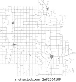 US Nebraska State Burt County Roads vector 2024 for all roads
