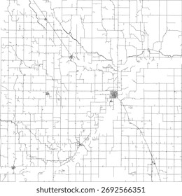 US Nebraska State Howard County Roads vector 2024 for all roads