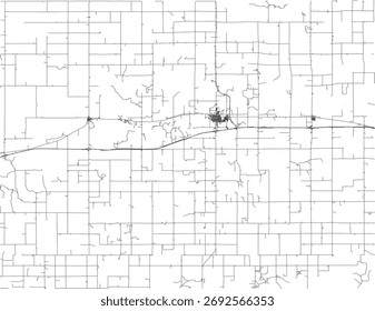 US Nebraska State Kimball County Roads vector 2024 for all roads