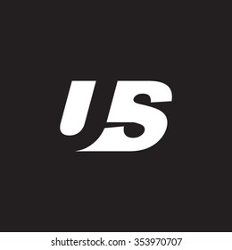 US negative space letter logo black background