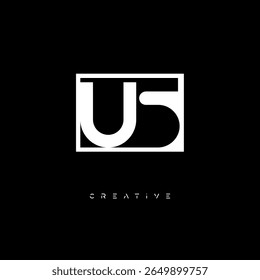 US Negative Space Monogram - logotipo minimalista da marca da letra preta e branca para a marca criativa, Identidade da moda Conceitos modernos do design
