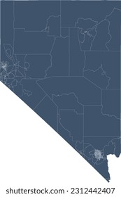 US Nevada State Map with Census Tracts Boundaries