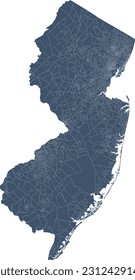 US New Jersey State Map with Census Tracts Boundaries