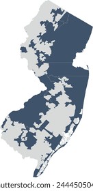 US New Jersey State Map With Urban Areas