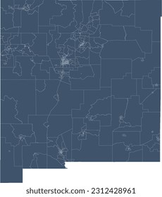 US New Mexico State Map with Census Tracts Boundaries