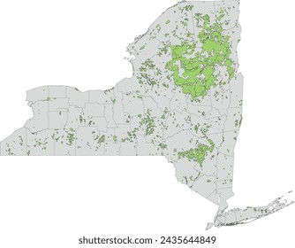 US New York State Map with Department of Environmental Conservation (DEC) Lands