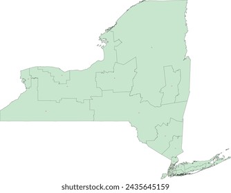 US New York State Map with Congressional Districts