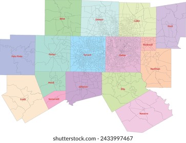 US North Central Texas Map with Census Tracts (2020) by 16 County