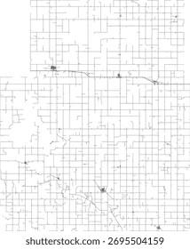 EUA Estado de Dakota do Norte Nelson County Roads vetor 2024 para todas as estradas