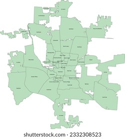 US Ohio Columbus City Map with Communities