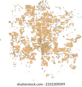 US Ohio Columbus City Map with Subdivisions